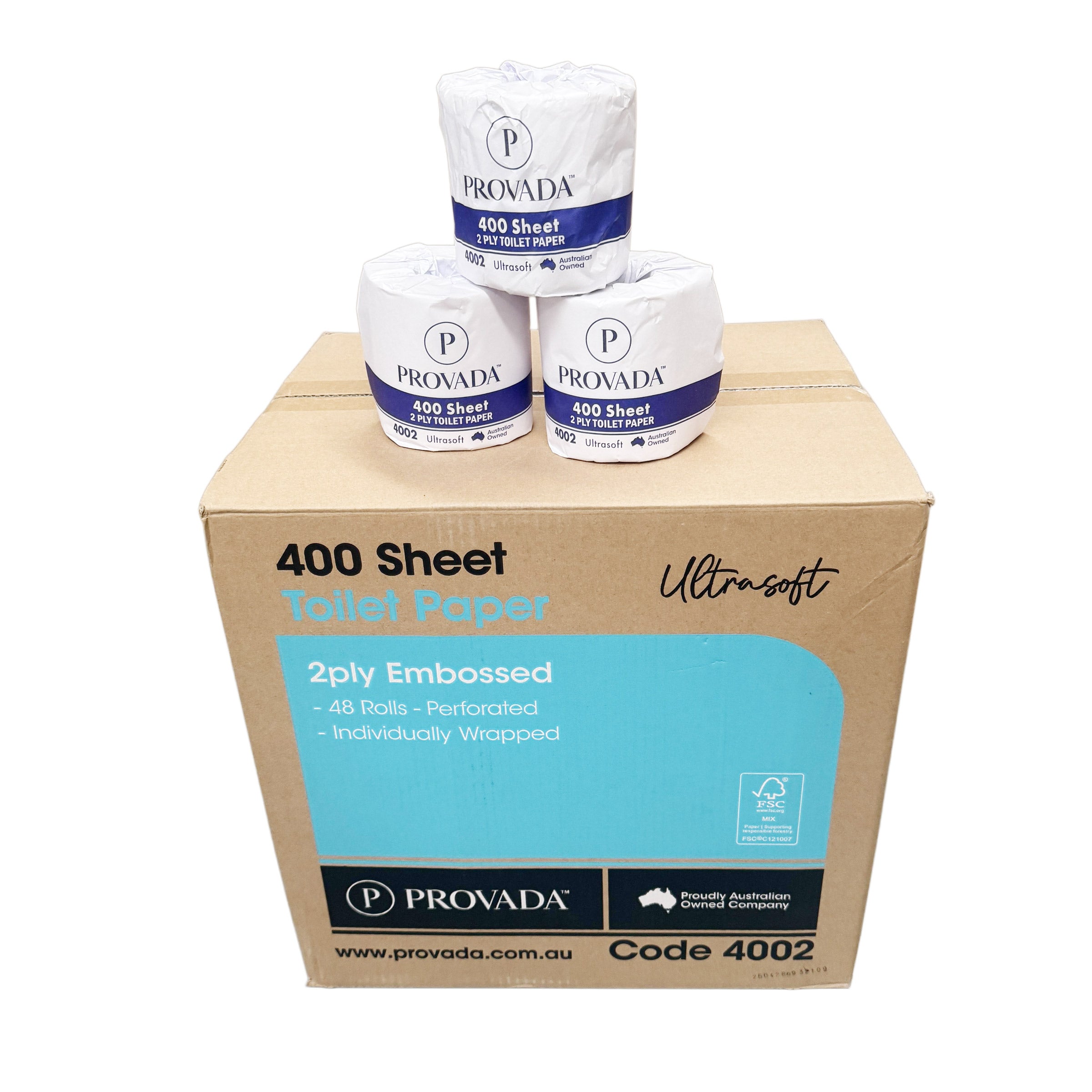 Provada 2Ply Embossed Toilet Tissue 400 Sheets 48 Rolls