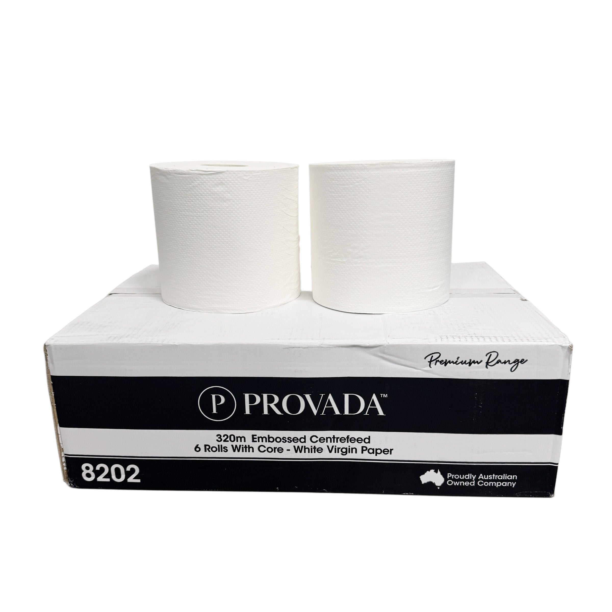 8202 Provada Embossed Centrefeed Towel 320m x 6 Rolls Virgin Paper