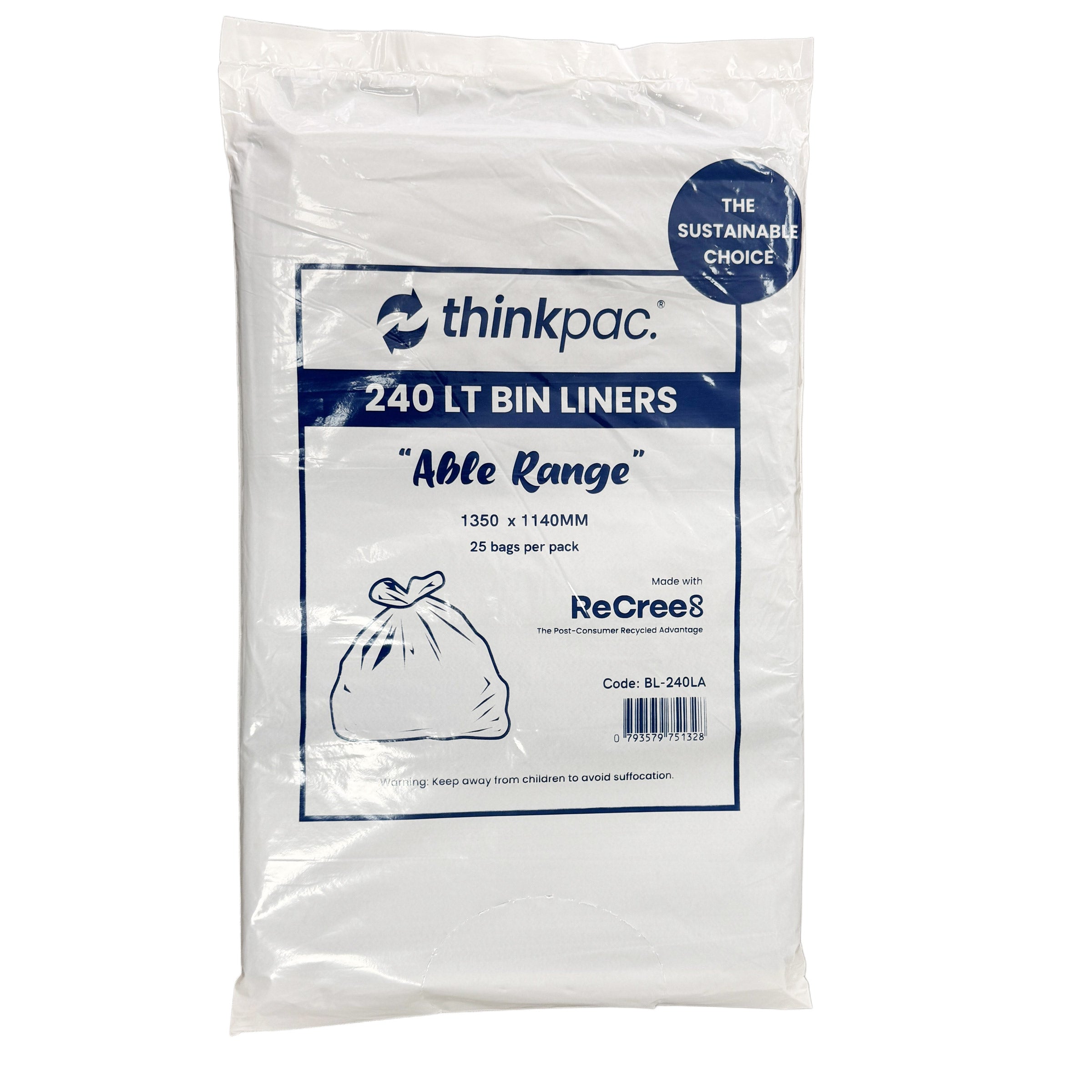 240L "Able Range" Bin Liners Black 100pcs