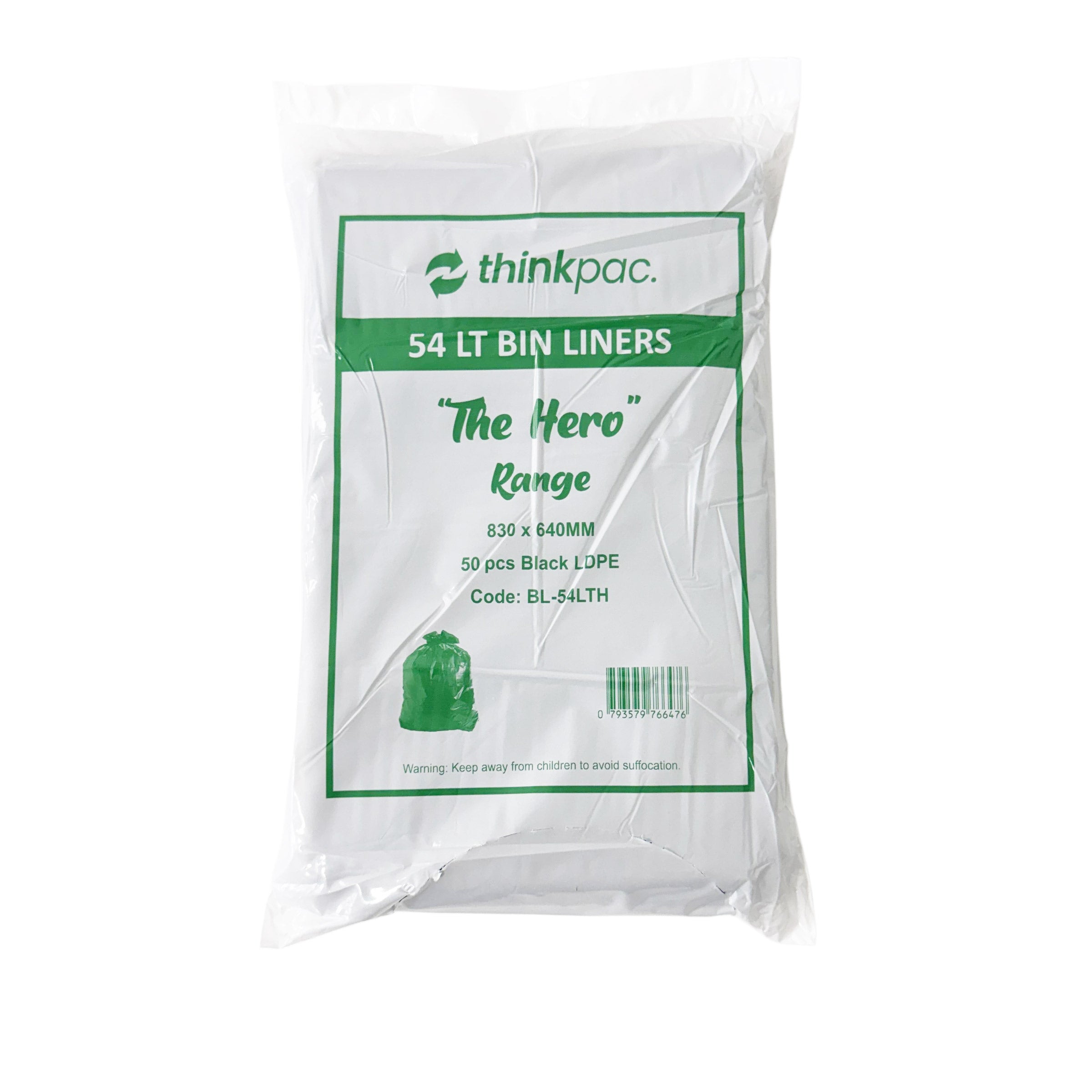 54L "The Hero" Bin Liners Black 250pcs
