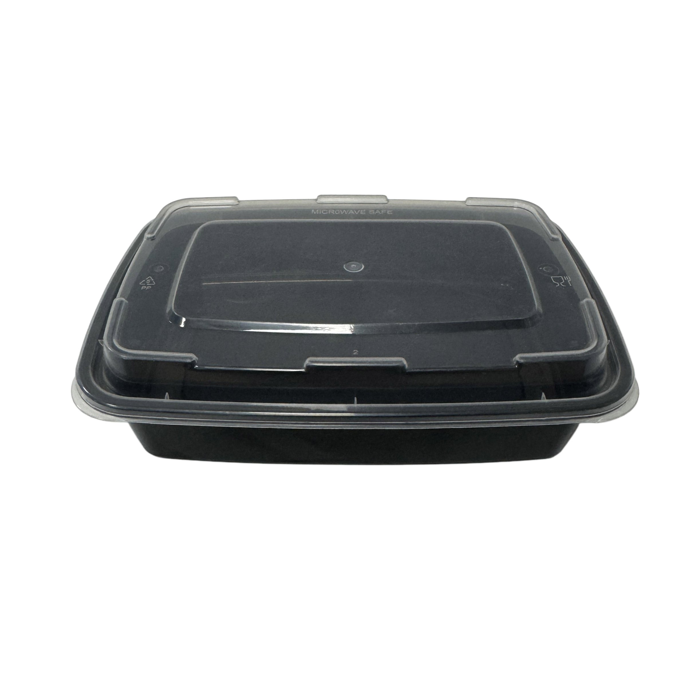 16oz Black Rect Container