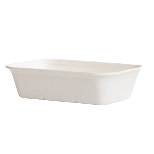 BW1000RC 1000ml White Sugarcane Rectangular Tray 500pcs