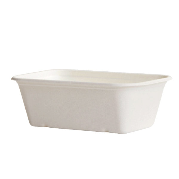BW1300RC 1300ml White Sugarcane Rectangular Tray 500pcs