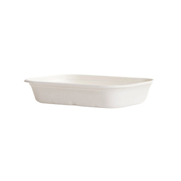 BW500RC 500ml White Sugarcane Rectangular Tray 500pcs