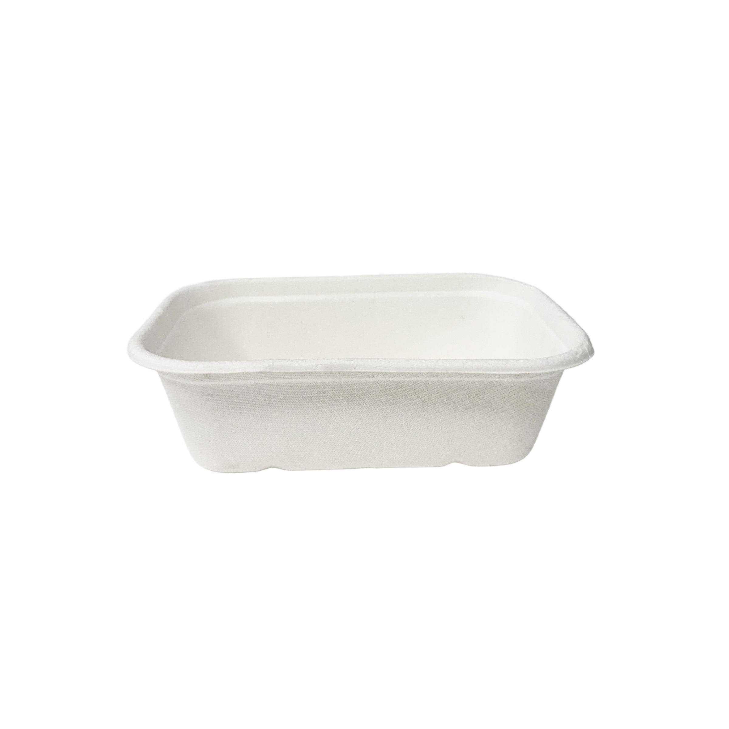 BW650RC 650ml White Sugarcane Rectangular Tray 500pcs
