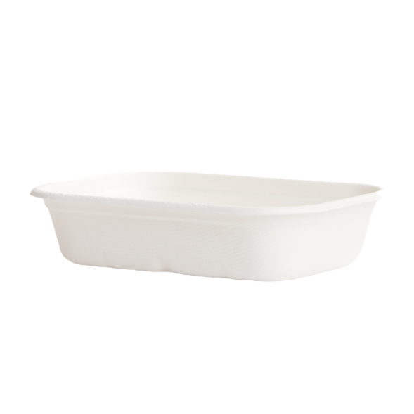 BW750RC 750ml White Sugarcane Rectangular Tray 500pcs