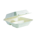 22x22x8cm/8x8x3" 3-Compartment White Sugarcane Clamshell 200pcs