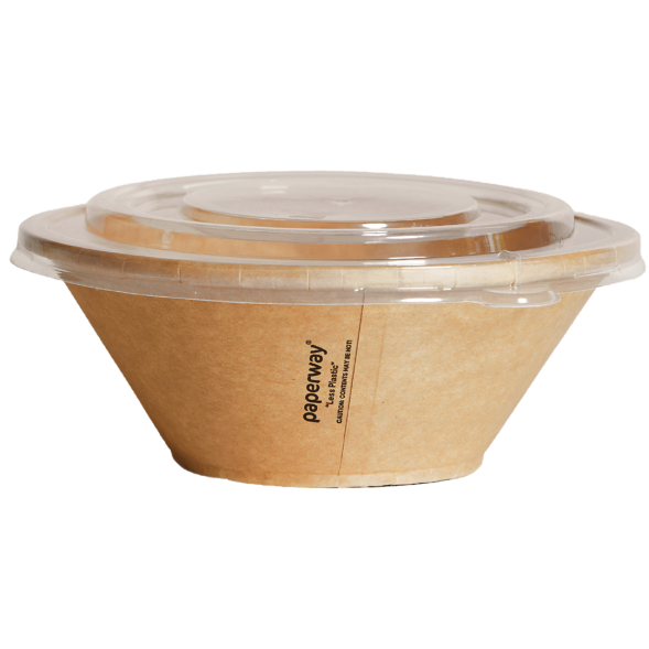 PP Lid to Suit 1300ml Deluxa Kraft Bowl 300pcs