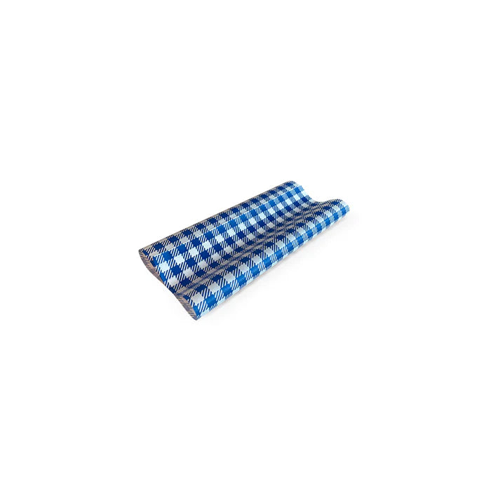 Greaseproof Paper Gingham Blue Half 190x150mm 400pcs