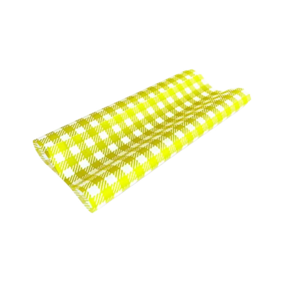 Greaseproof Paper Gingham Yellow Half 190x150mm 400pcs