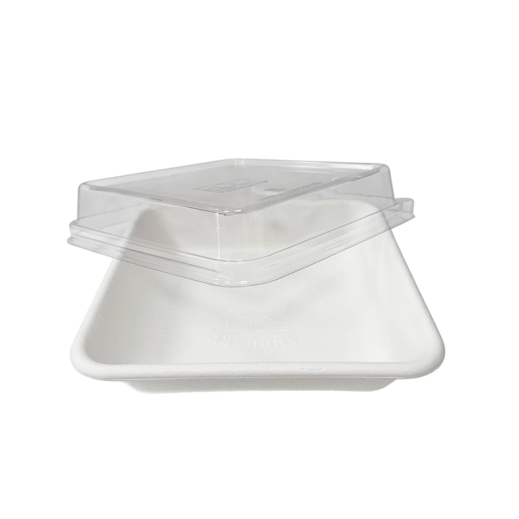 194x194x70mm Sugarcane Container W/ PLA Lid 200pcs