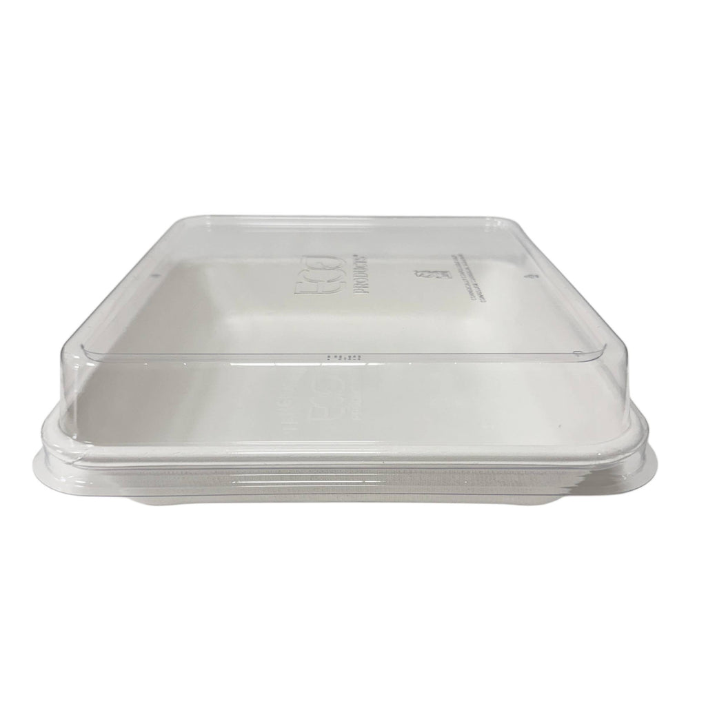 218x218x70mm Sugarcane Container W/ PLA Lid 200pcs