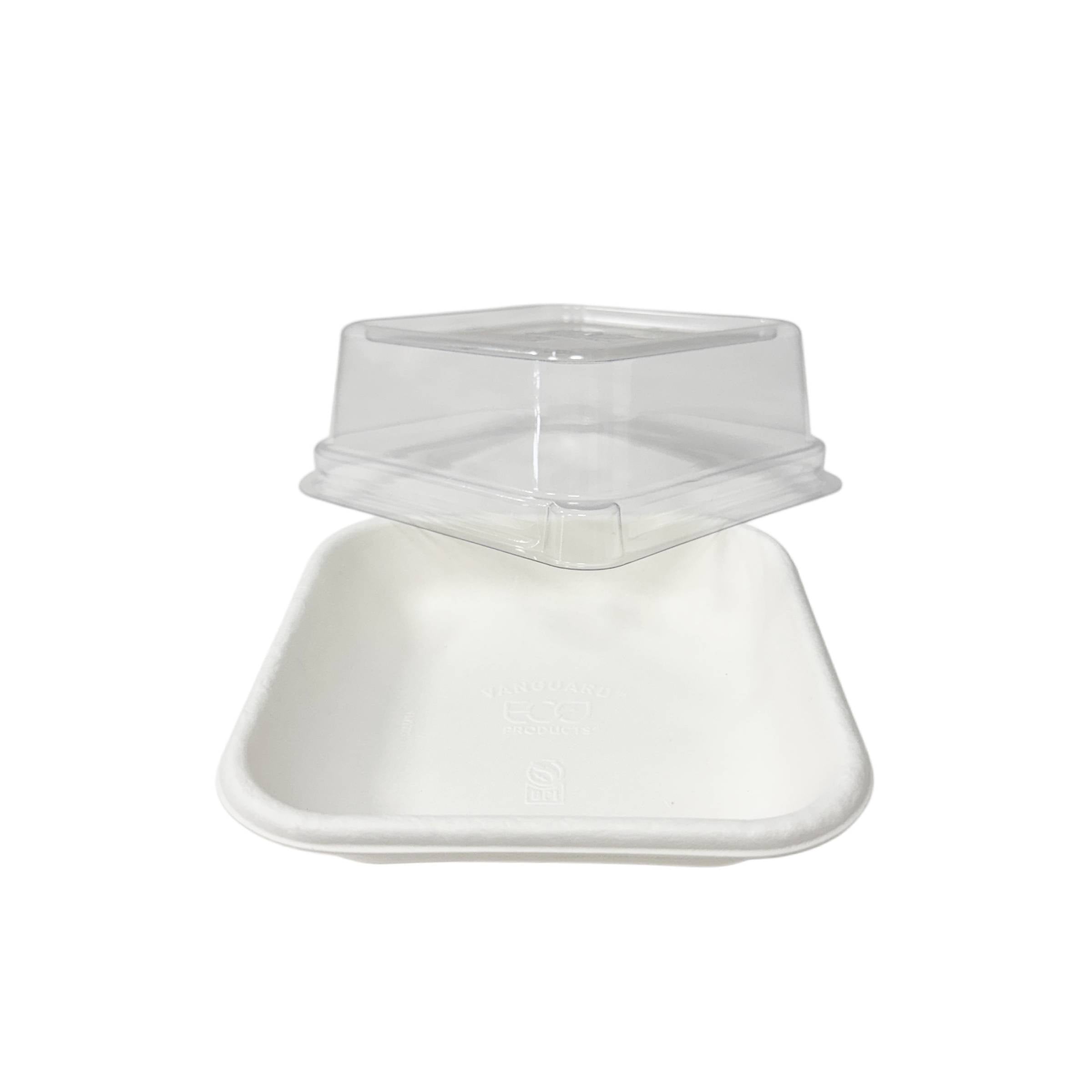 130x130x65mm Sugarcane Container W/ PLA Lid 800pcs