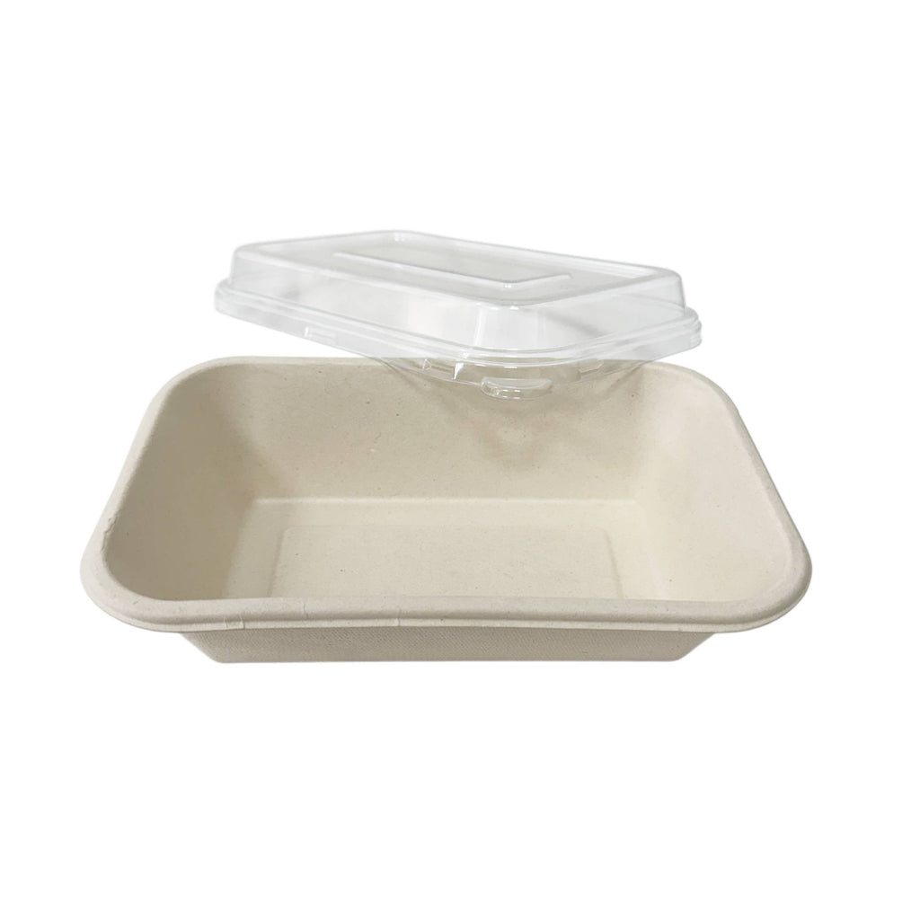 155x82x83mm Sugarcane Container With Raised PET Lid 600 Sets