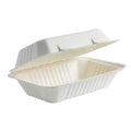 23x15x8cm/9x6x3" White Sugarcane Clamshell 250pcs