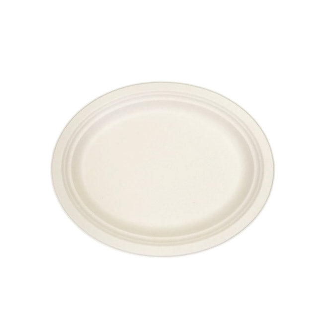 12.5"x10" Natural Sugarcane Oval Plate 500pcs