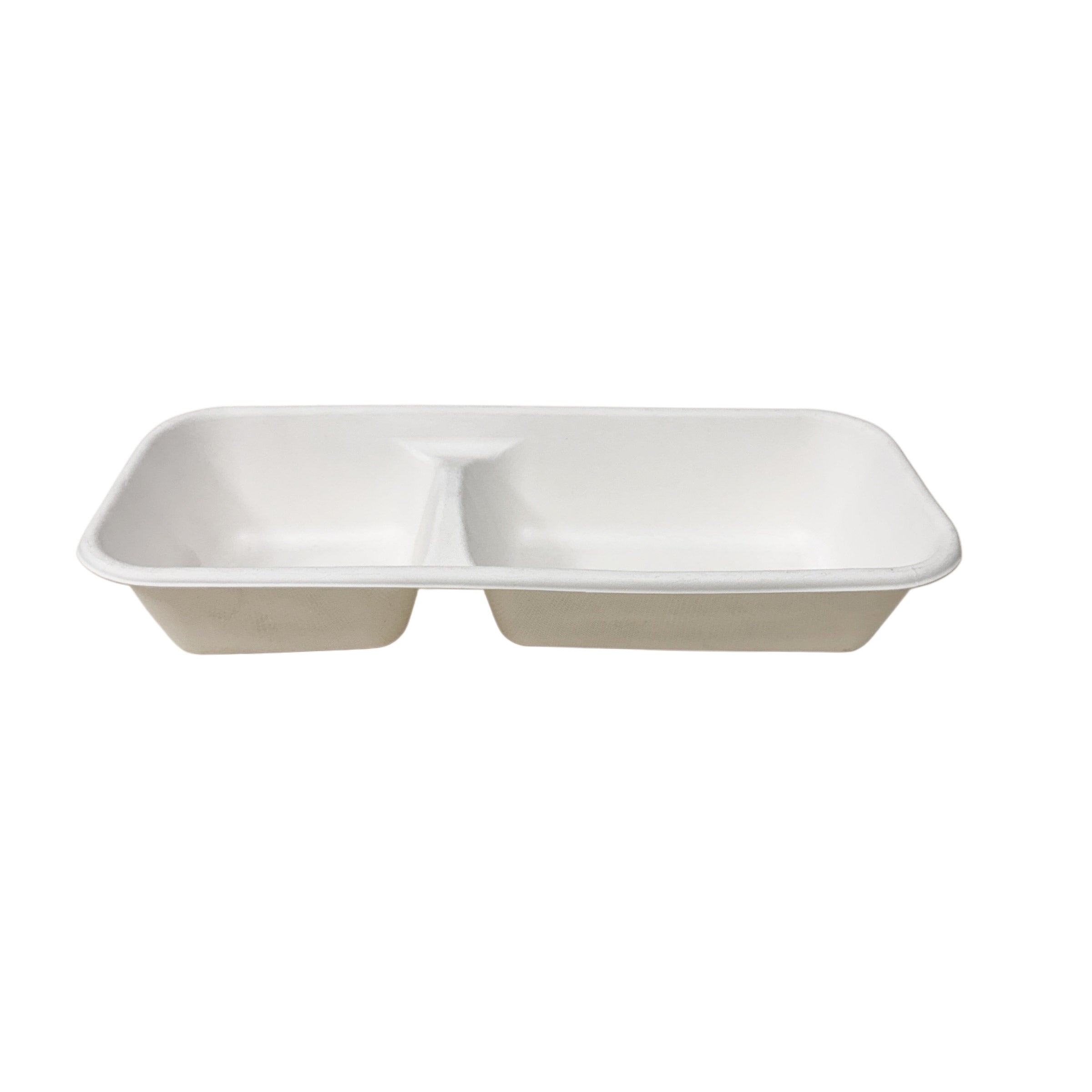 TR2 261x111x46mm 2-Compartment Sugarcane Tray 400pcs