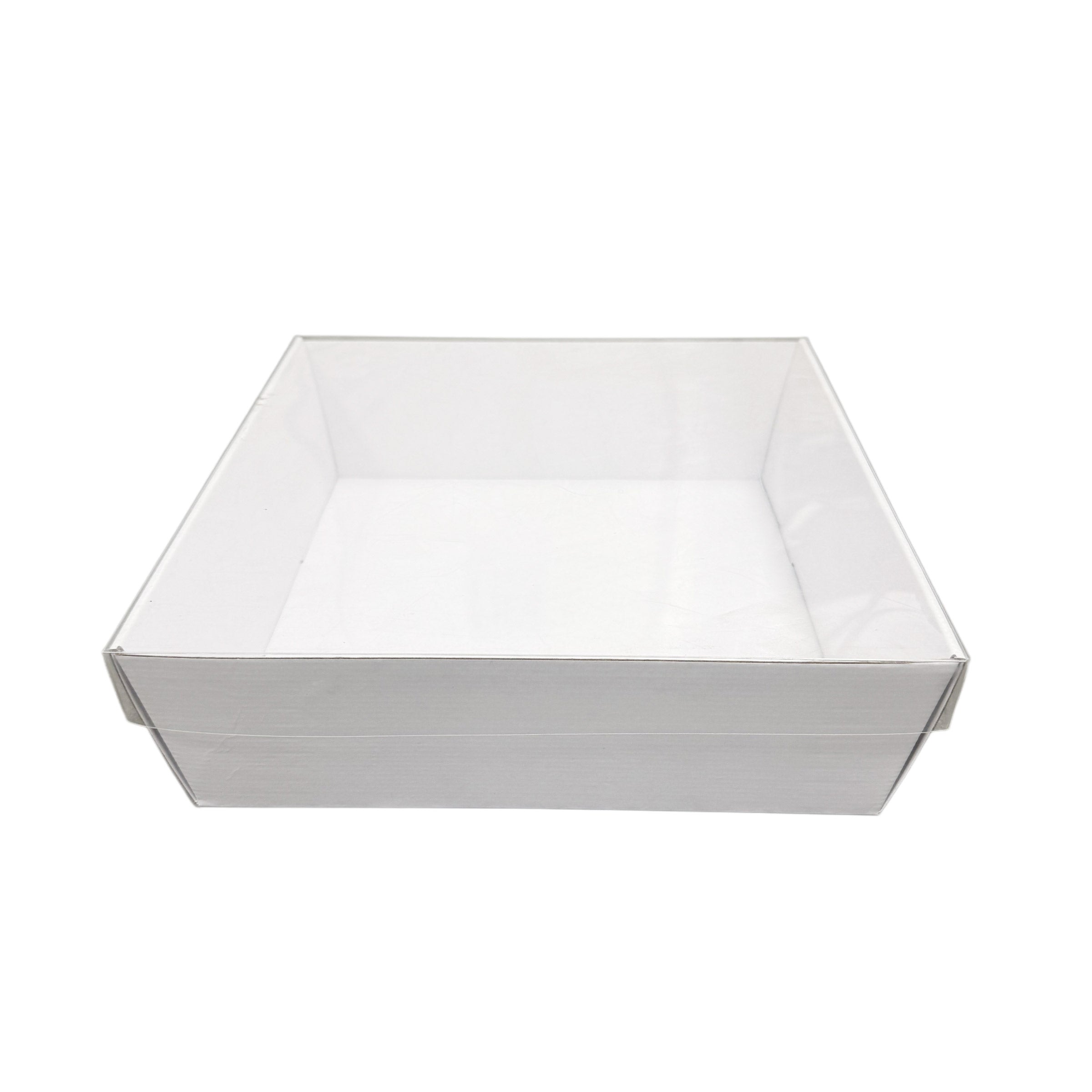 White Tilted Edge Catering Box W/ Full Clear Lid 250x250x80mm 100pcs