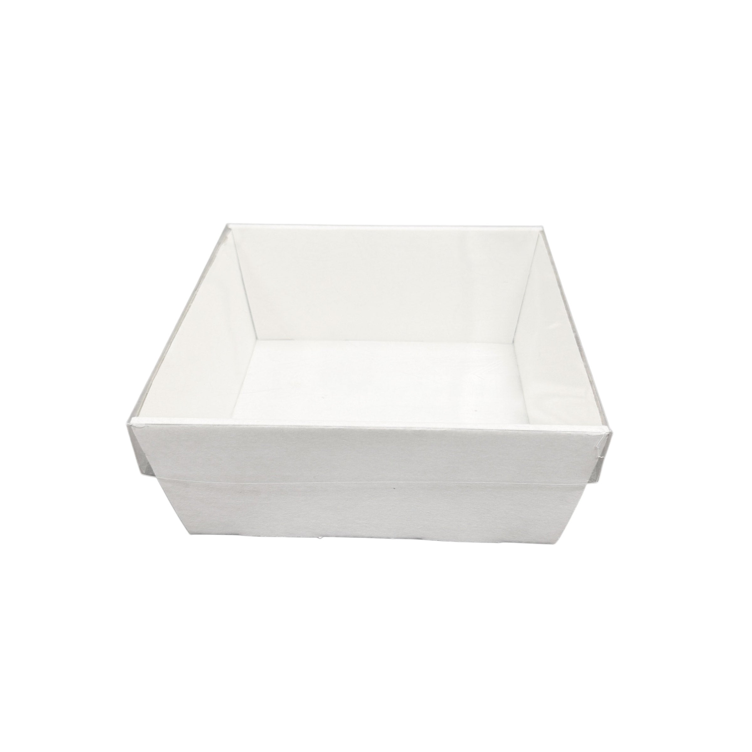 White Tilted Edge Catering Box W/ Full Clear Lid 180x180x80mm 100pcs