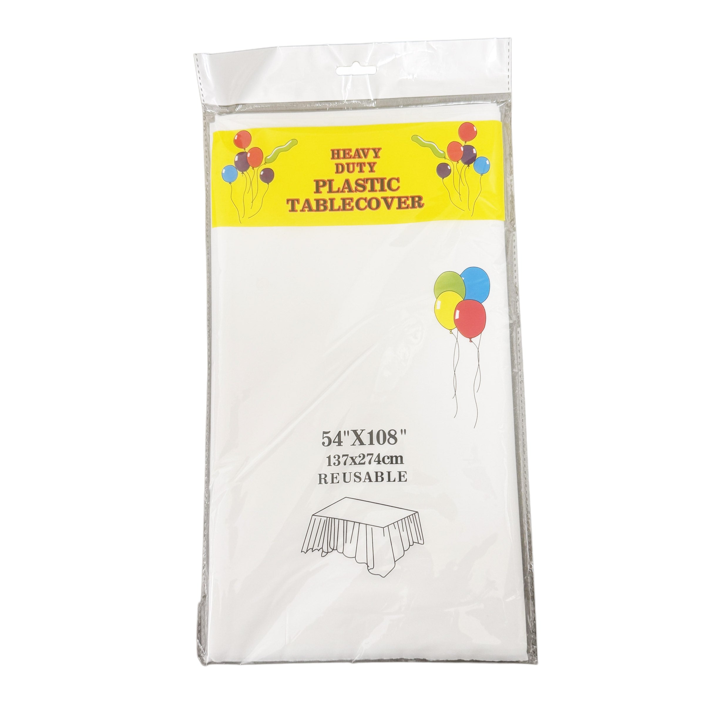 137x274cm Reusable White Plastic Tablecover